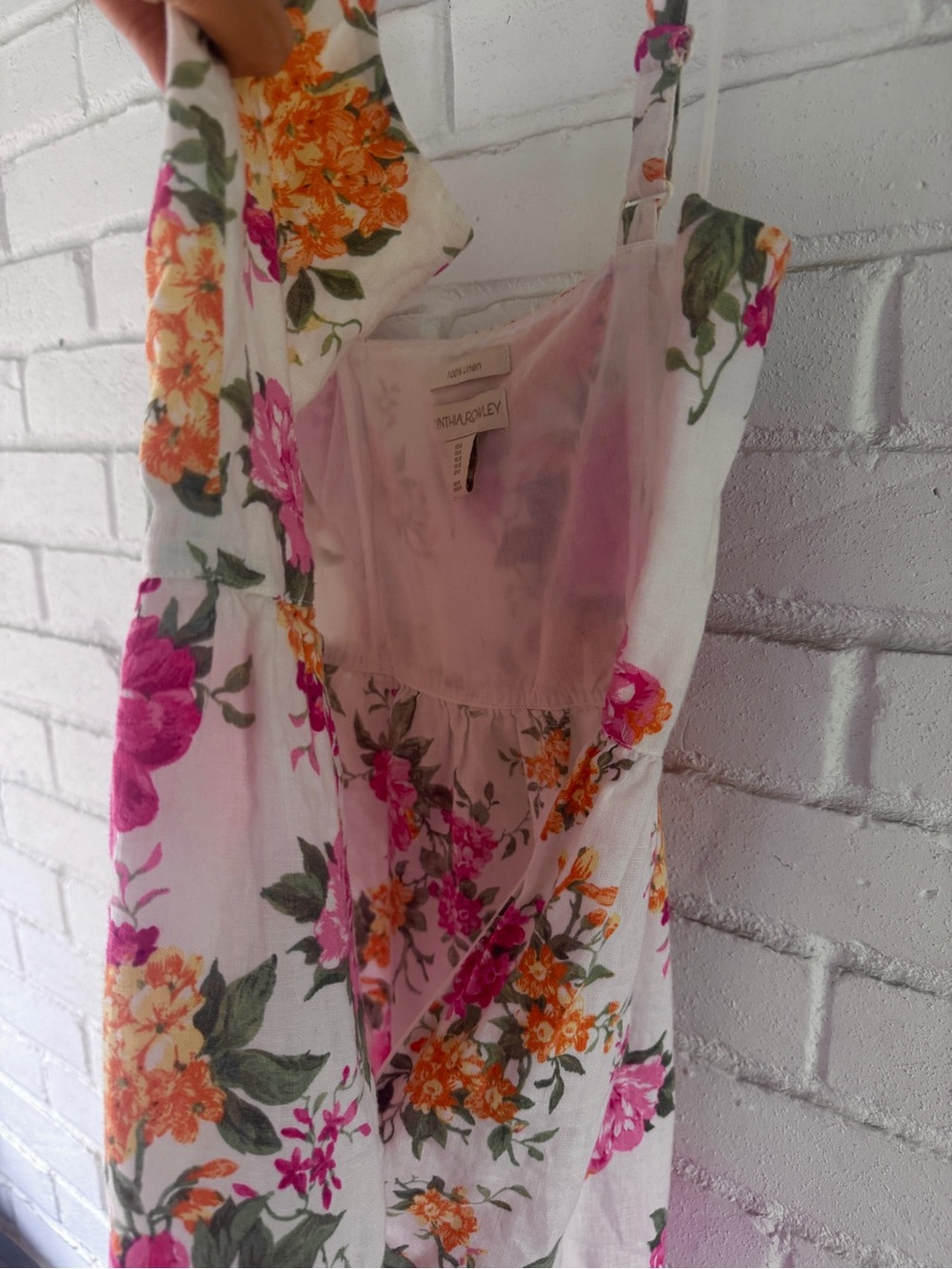 NWOT✨ CYNTHIA ROWLEY • Linen Midi Sun Dress • White Floral • Womens 6 US - Picture 9 of 12